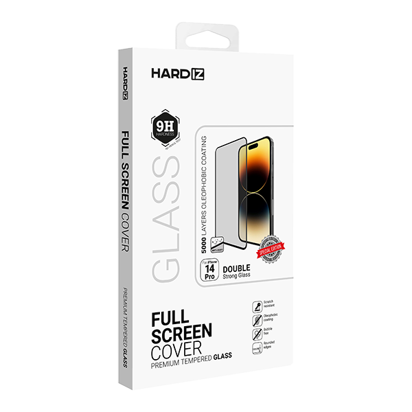 Стекло защитное для Apple iPhone 14 Pro Hardiz Full Screen Cover (2.5D) черное