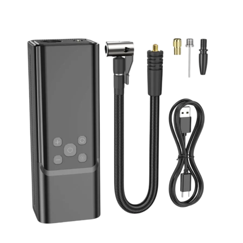 Компрессор автомобильный Hoco ZP7 + PowerBank 5000mAh, с фонариком, черный