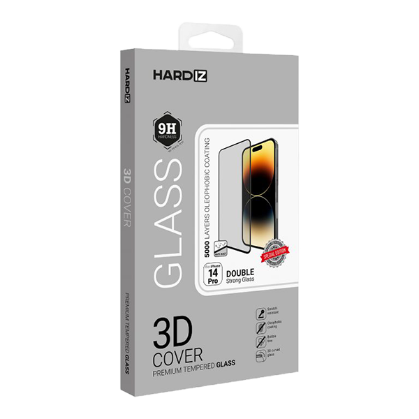Стекло защитное для Apple iPhone 14 Pro Hardiz Full Screen Cover (3D) черное