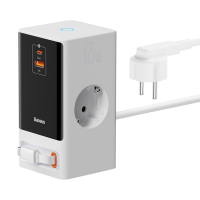 СЗУ Baseus PowerCombo Digital PowerStrip 65W (2AC+1U+1C+Retractable-C) 1,5м, (PSLR000602) белый