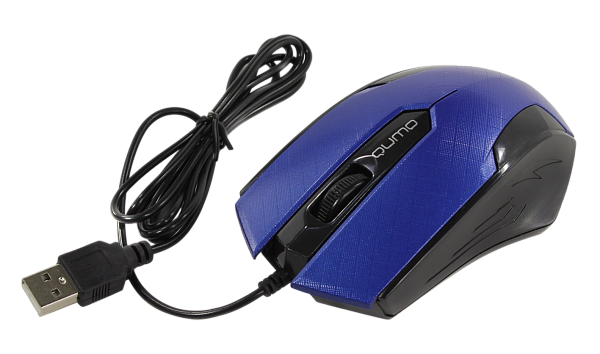 Мышь Qumo Office M14, проводная, оптическая, голубая