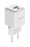 Сетевое зарядное устройство Dorten 2-Port USB Smart ID 25W Gan Wall Quick Charger White