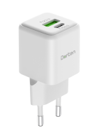 Сетевое зарядное устройство Dorten 2-Port USB Smart ID 20W Gan Wall Quick Charger PD3.0+QC3.0 White