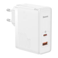 СЗУ Baseus GaN5 Pro (CCGAN100E5), 5000mA, 100Вт, QC3.0, PD3.0 + кабель Type-C 1.0м 100W белый
