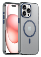 Чехол Caseport Frosted Magnetic для iPhone 15 Pro, мягкий усиленный с MagSafe, темно-синий