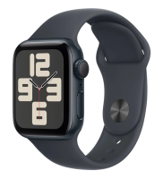 Apple Watch SE (2024) GPS 44mm Aluminum Case with Midnight/Midnight Sport Band M/L (MXEK3)