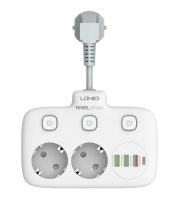 Сетевой фильтр LDNIO SE2435 Extension Lead with USB - 2 розетки, 2 USB, 1PD, QC3.0 White