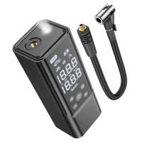 Компрессор автомобильный Hoco ZP7 + PowerBank 5000mAh, с фонариком, черный