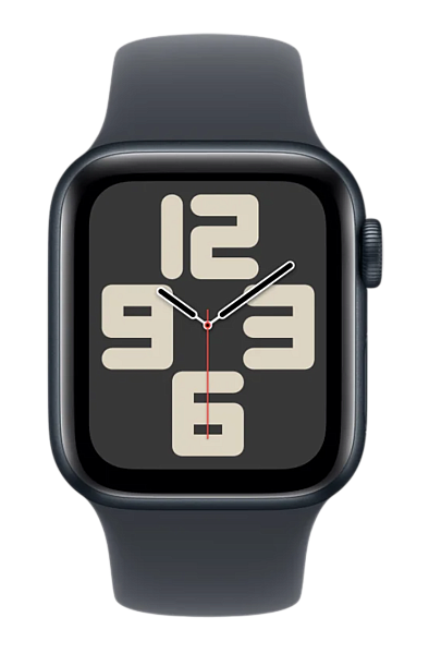Apple Watch SE (2024) GPS 44mm Aluminum Case with Midnight/Midnight Sport Band M/L (MXEK3)
