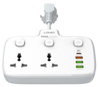 Сетевой фильтр LDNIO SC2413. 2 розетки + 2*USB+1*PD+1*QC3.0. White