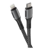 Кабель mObility Type-C - Lightning, 3А, тканевая оплетка, Black