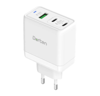 Сетевое зарядное устройство Dorten 3-Port USB Smart ID 65W GaN Power Adapter PD3.0/PPS+QC3.0 White