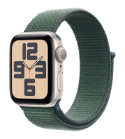Apple Watch SE (2024) GPS 40mm Aluminum Case with Starlight/Lake Green Sport Loop (MXEH3)