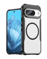 Чехол с MagSafe для Google Pixel 9 Caseport, прозрачная крышка с карбоновой текстурой, черный Чехол с MagSafe для Google Pixel 9 Caseport, прозрачная крышка с карбоновой текстурой, черный