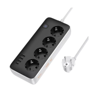 Сетевой фильтр HOCO AC21 3*USB-A, 1*USB-C, 4*розетки, 3 метра Black