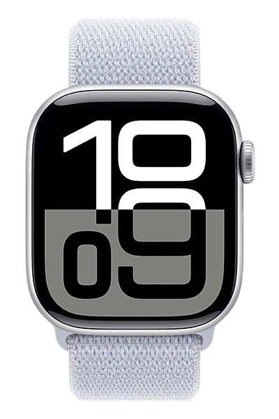 Apple Watch Series 10 GPS 46mm Aluminium Case with Silver/Blue Cloud Sport Loop (MWWN3)
