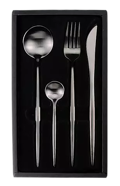 Набор столовых приборов Maison Maxx Stainless Steel Modern Flatware Set (4 предмета) черный