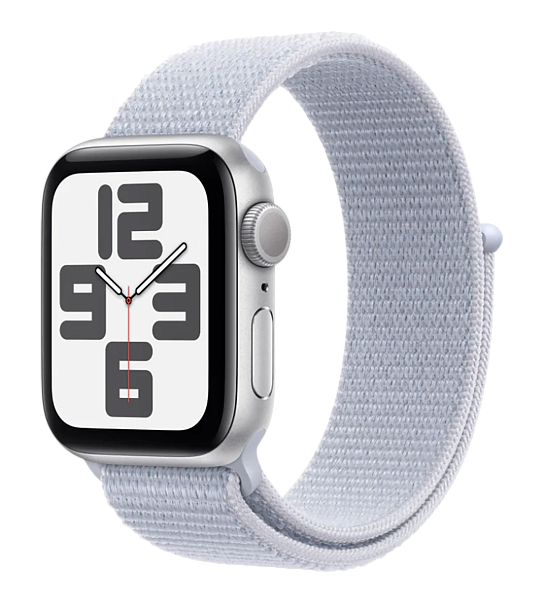 Apple Watch SE (2024) GPS 44mm Aluminum Case with Silver/Blue Cloud Sport Loop (MXET3)
