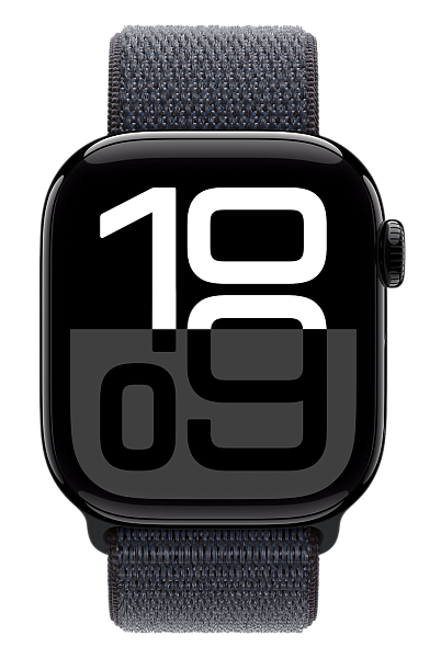 Apple Watch Series 10 GPS 46mm Aluminium Case with Jet Black/Ink Sport Loop (MWWR3)