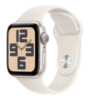 Apple Watch SE (2024) GPS 44mm Aluminum Case with Starlight/Starlight Sport Band M/L (MXEV3)