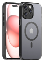 Чехол Caseport Frosted Magnetic для iPhone 15 Pro, мягкий усиленный с MagSafe, черный