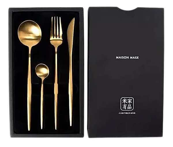 Набор столовых приборов Maison Maxx Stainless Steel Modern Flatware Set (4 предмета) золото