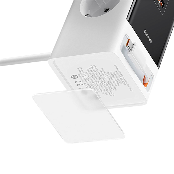 СЗУ Baseus PowerCombo Digital PowerStrip 65W (2AC+1U+1C+Retractable-C) 1,5м, (PSLR000602) белый