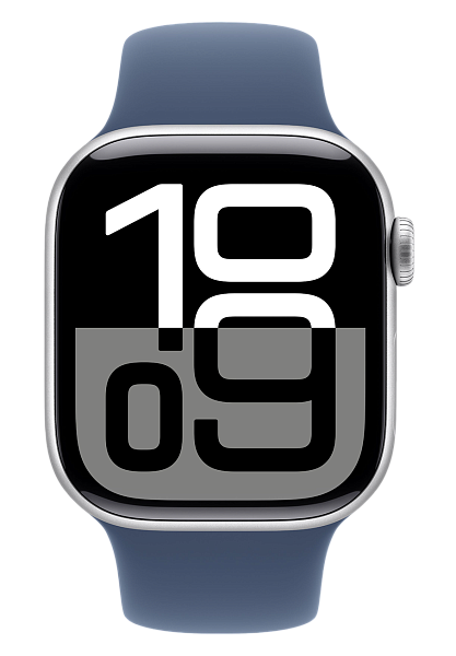 Apple Watch Series 10 GPS 46mm Aluminium Case with Silver/Denim Sport Band M/L (MWWM3)