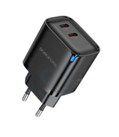 Сетевое зарядное устройство Borofone BA85A Flare star, 2 Type-C, PD35W+QC3.0 Black