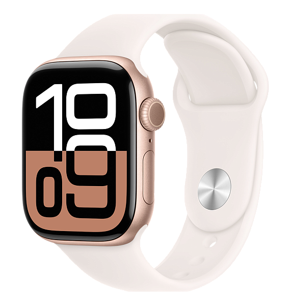 Apple Watch Series 10 GPS 42mm Aluminium Case with Rose Gold/Light Blush Sport Band S/M (MWWH3)