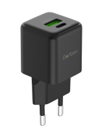 Сетевое зарядное устройство Dorten 2-Port USB Smart ID 20W Gan Wall Quick Charger PD3.0+QC3.0 Black
