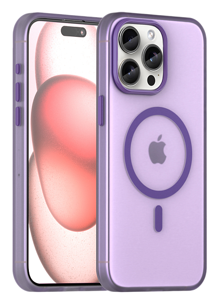 Чехол Caseport Frosted Magnetic для iPhone 15 Pro Max, мягкий усиленный с MagSafe, фиолетовый
