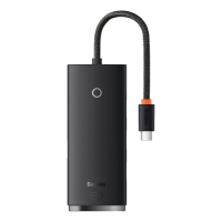 Хаб Baseus Lite Series 4-Port HUB Adapter (USB-C - USB 3.0 х 4) 25cm, Black (WKQX030301)