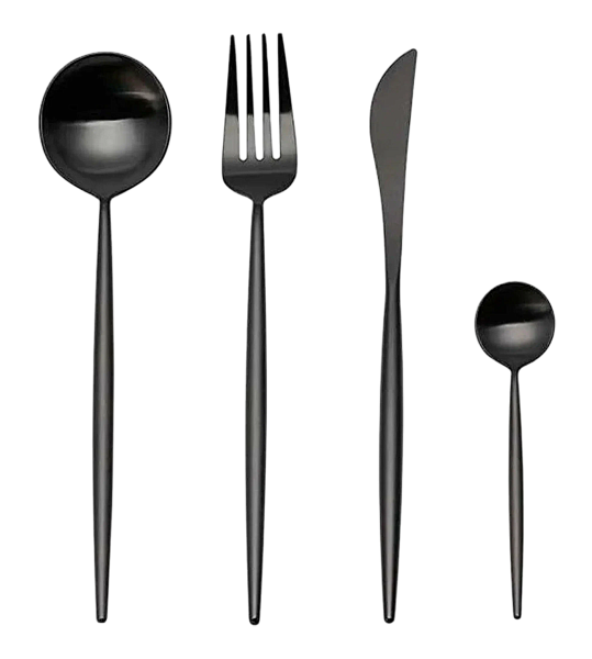 Набор столовых приборов Maison Maxx Stainless Steel Modern Flatware Set (4 предмета) черный