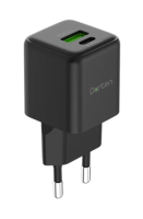 Сетевое зарядное устройство Dorten 2-Port USB Smart ID 25W Gan Wall Quick Charger Black