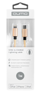 Кабель Qumo MFI С48 Type-С - Lightning  1м, 5В, 2,4A, 12Вт опл. нейлон, золотой