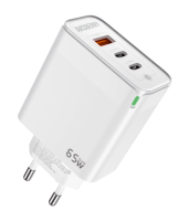 Сетевое зарядное устройство Aksberry T50 Gan 65W USBC+USBC+ USBA QC3.0 (белый)