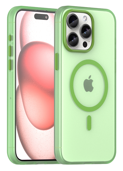 Чехол Caseport Frosted Magnetic для iPhone 15 Pro, мягкий усиленный с MagSafe, зеленый