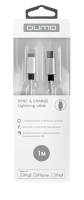 Кабель Qumo MFI С48 Type-С - Lightning  1м, 5В, 2,4A, 12Вт опл. нейлон, серебро