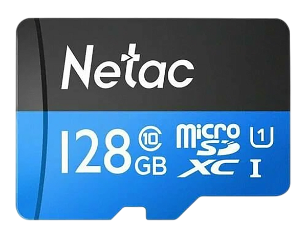 Карта памяти 128 Гб MicroSD Netac P500 Standard U1/Class 10 (90 Mb/s) + SD адаптер